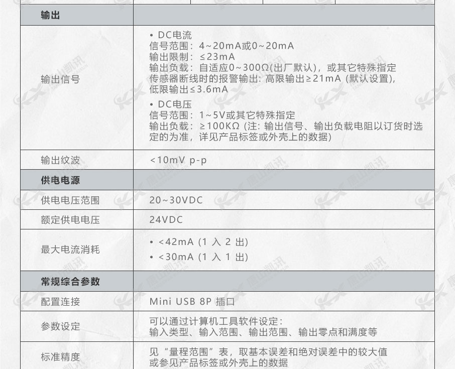 該產(chǎn)品的輸出和供電電源等相關(guān)數(shù)據(jù)